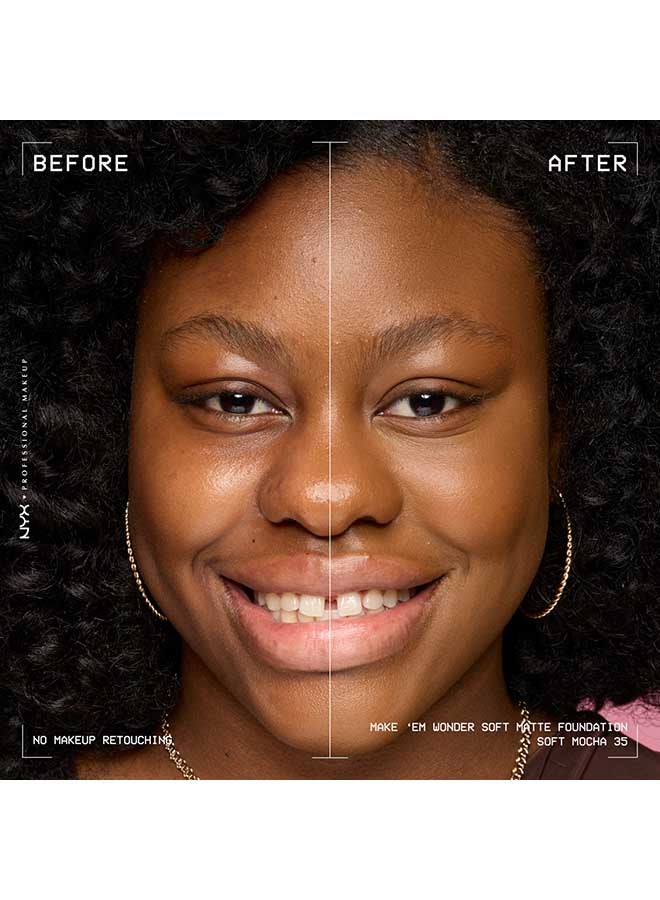 NYX PROFESSIONAL MAKEUP Make 'EM Wonder, 24H Soft Matte Foundation, Undetectable  Finish, Soft Mocha - Image 4